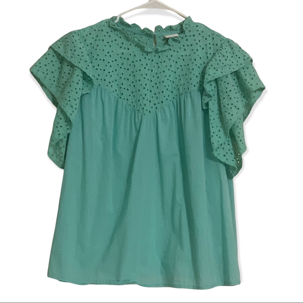 a new day Light Green Eyelet Woman’s Top XXL